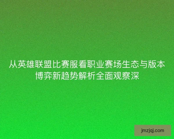 从英雄联盟比赛服看职业赛场生态与版本博弈新趋势解析全面观察深
